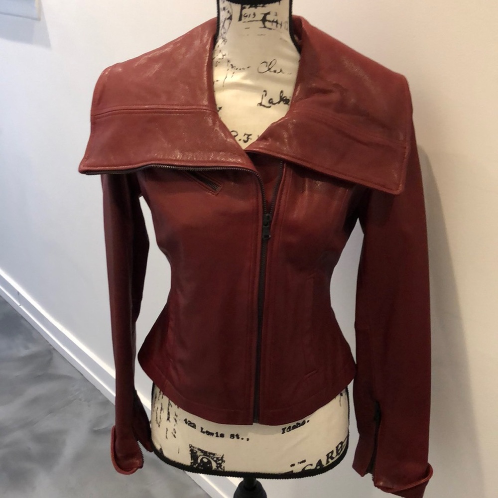 Kenneth Cole Cropped Leather Jacket
